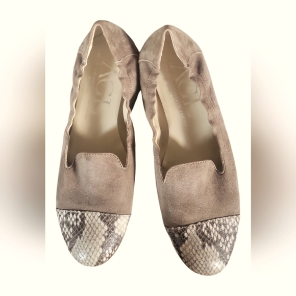 AGL Attilio Giusti Leombruni Snake Embossed Print Made in Italy Flats Sz 38 - Picture 7 of 7